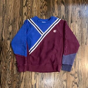 Champion Men's Colorblock Sweater - Blue and Burgundy